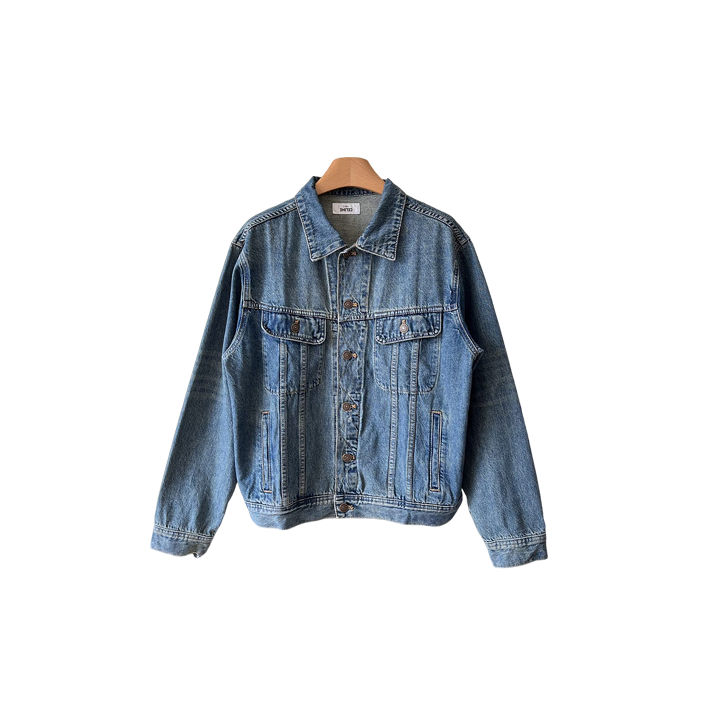 CELINE LETTER EMBROIDERED DENIM JACKET 
